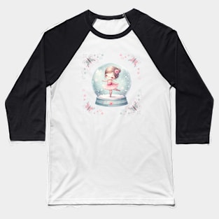 Coquette Ballerina in a Snow Globe Baseball T-Shirt